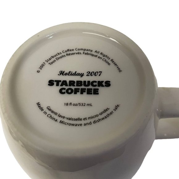 STARBUCKS Est 1971 Holiday Mug Cup 2007 Christmas Red White Ceramic 18oz - Picture 7 of 9